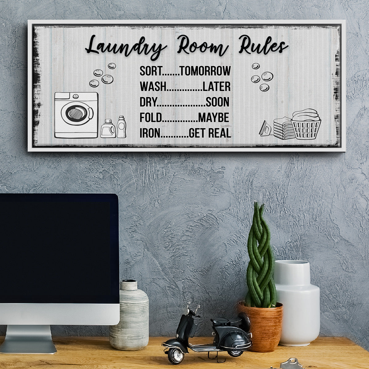 Laundry Room Rules - Floater Framed Canvas Print