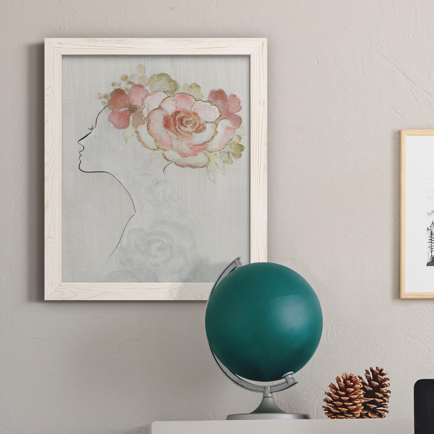 Fashion Floral Silhouette II - Barnwood Framed Canvas Print