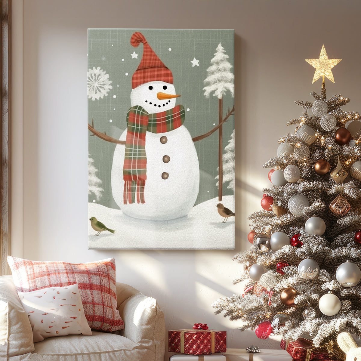Frostlit Hearth Green - Canvas Art Print