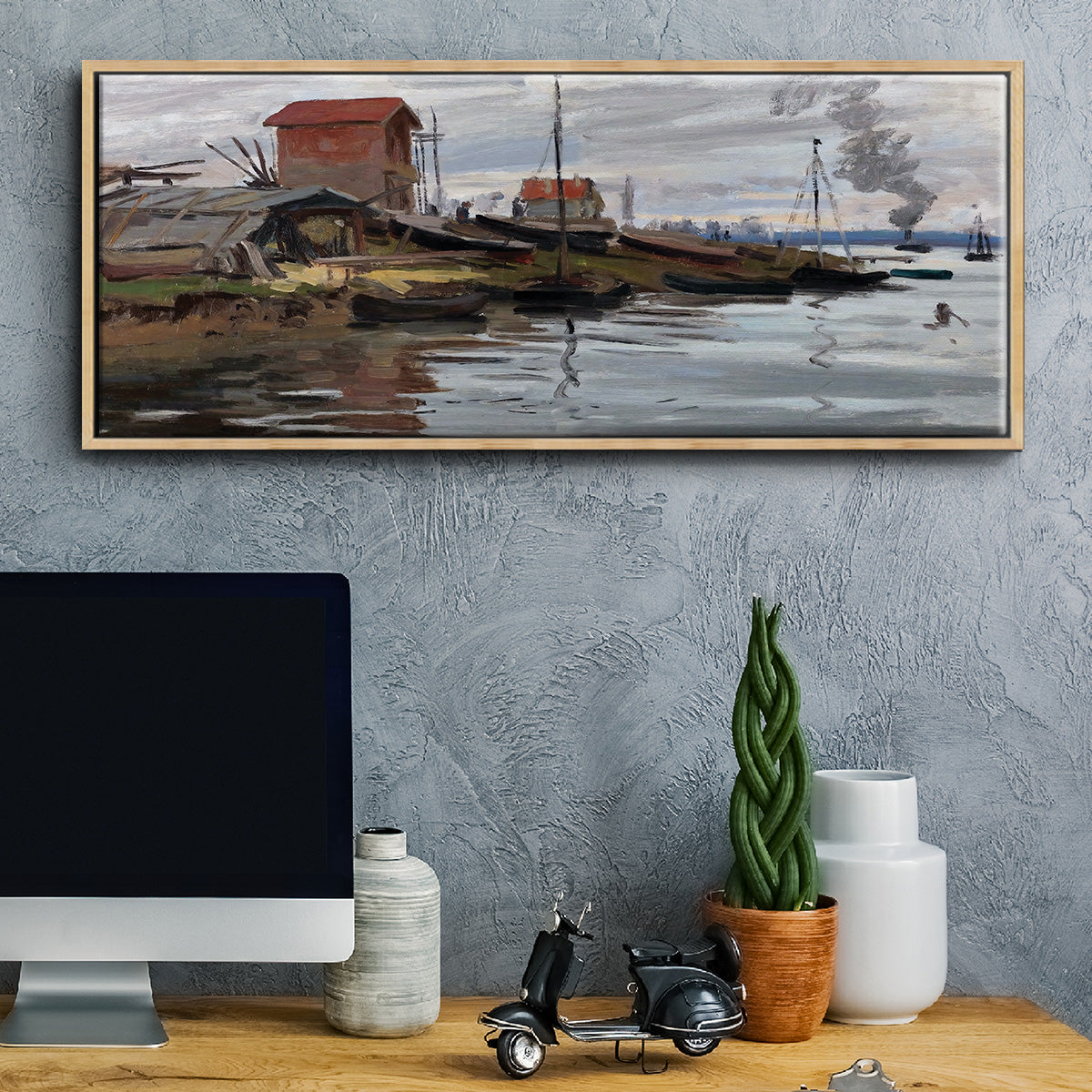 The Seine at Petit - Floater Framed Canvas Print