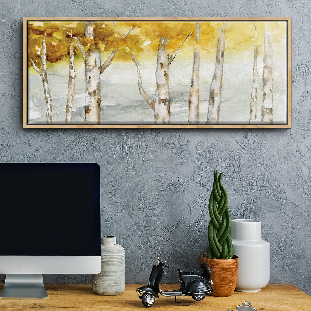 Golden Trees - Floater Framed Canvas Print