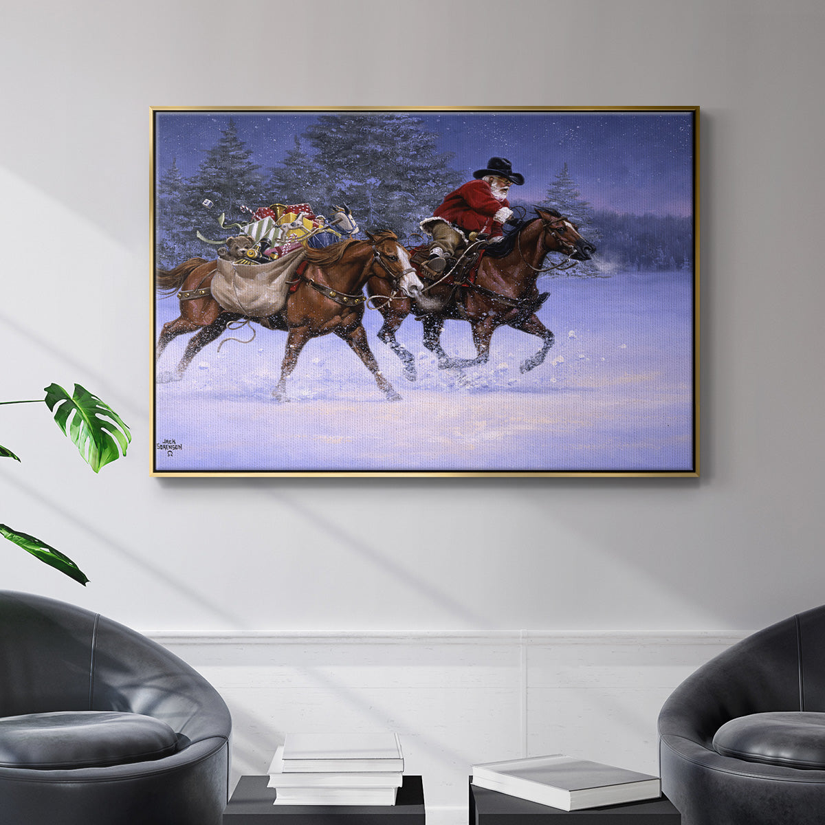 Christmas Rush - Framed Gallery Wrapped Canvas in Floating Frame