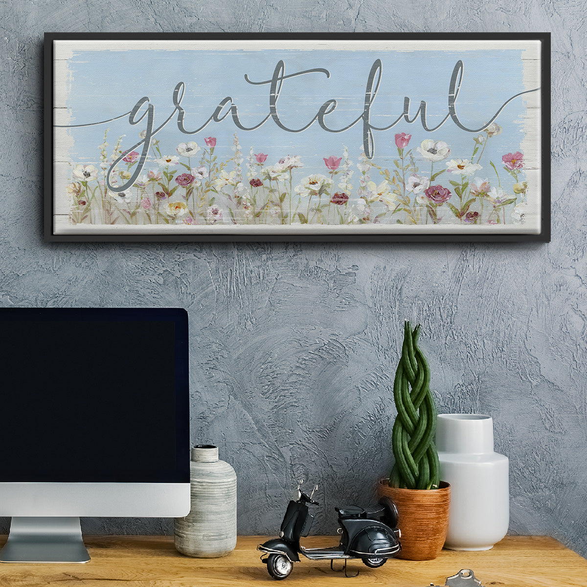 Bloomin Around Grateful - Floater Framed Canvas Print