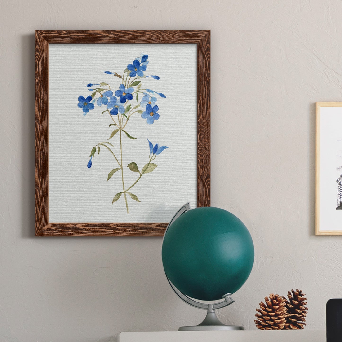 Blue Blossom Botanical II - Premium Canvas Framed in Barnwood - Ready to Hang