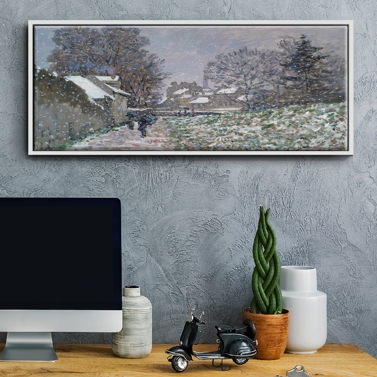 Snow at Argenteuil, 1874 - Floater Framed Canvas Print