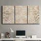 Three-panel canvas wall art featuring ornamental damask abstract pattern, displayed above a desk in a home office.