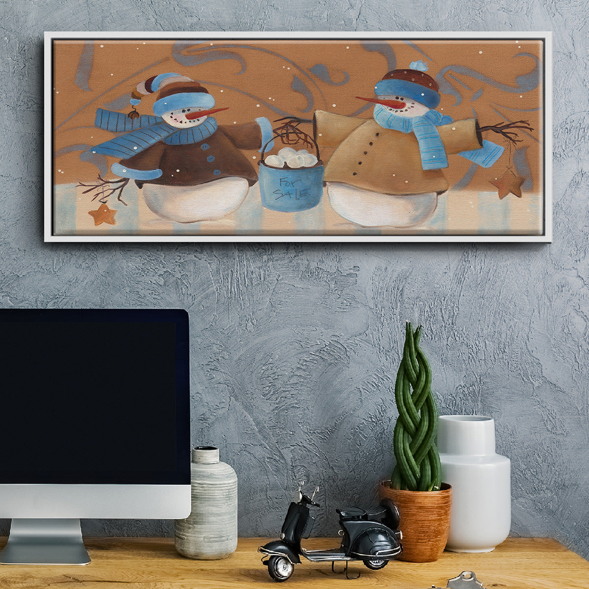 Snowball Bucket - Floater Framed Canvas Print