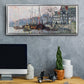View of the Kromme Waal in Amsterdam - Floater Framed Canvas Print