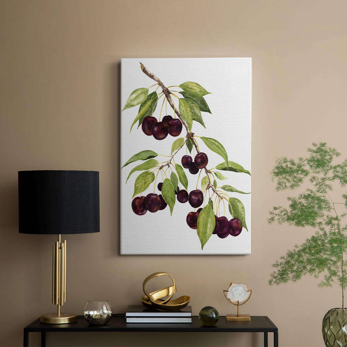 Watercolor Cherries - Canvas Art Print