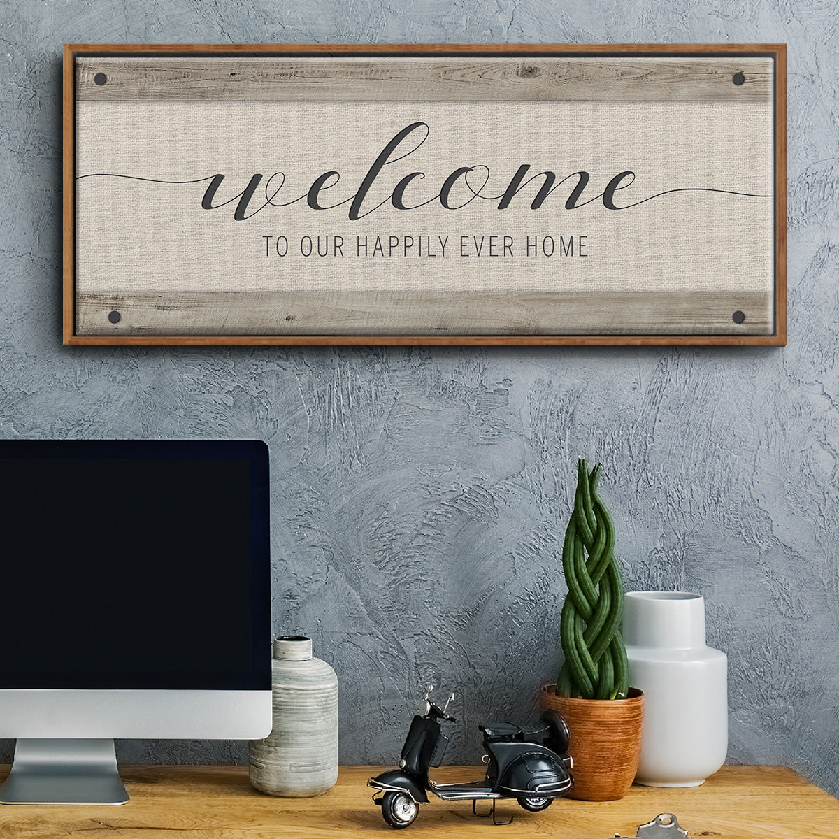 Happily Home - Floater Framed Canvas Print