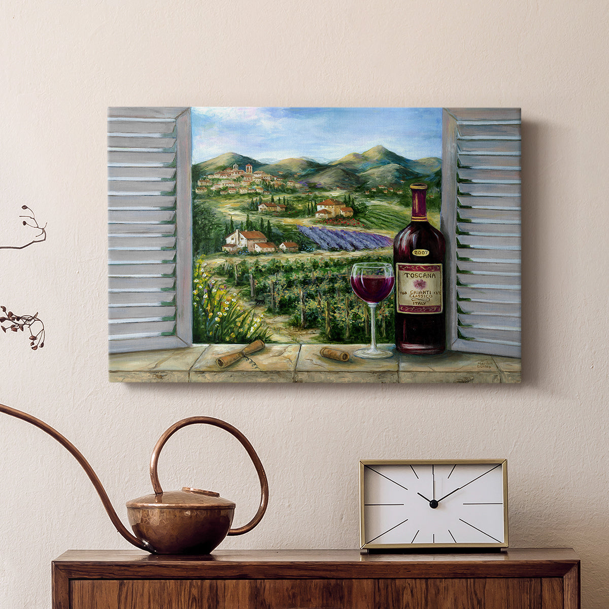 Tuscan Red and Vineyard - Canvas Art Print