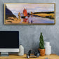 Breakwater at Trouville, Low Tide, 1870 - Floater Framed Canvas Print
