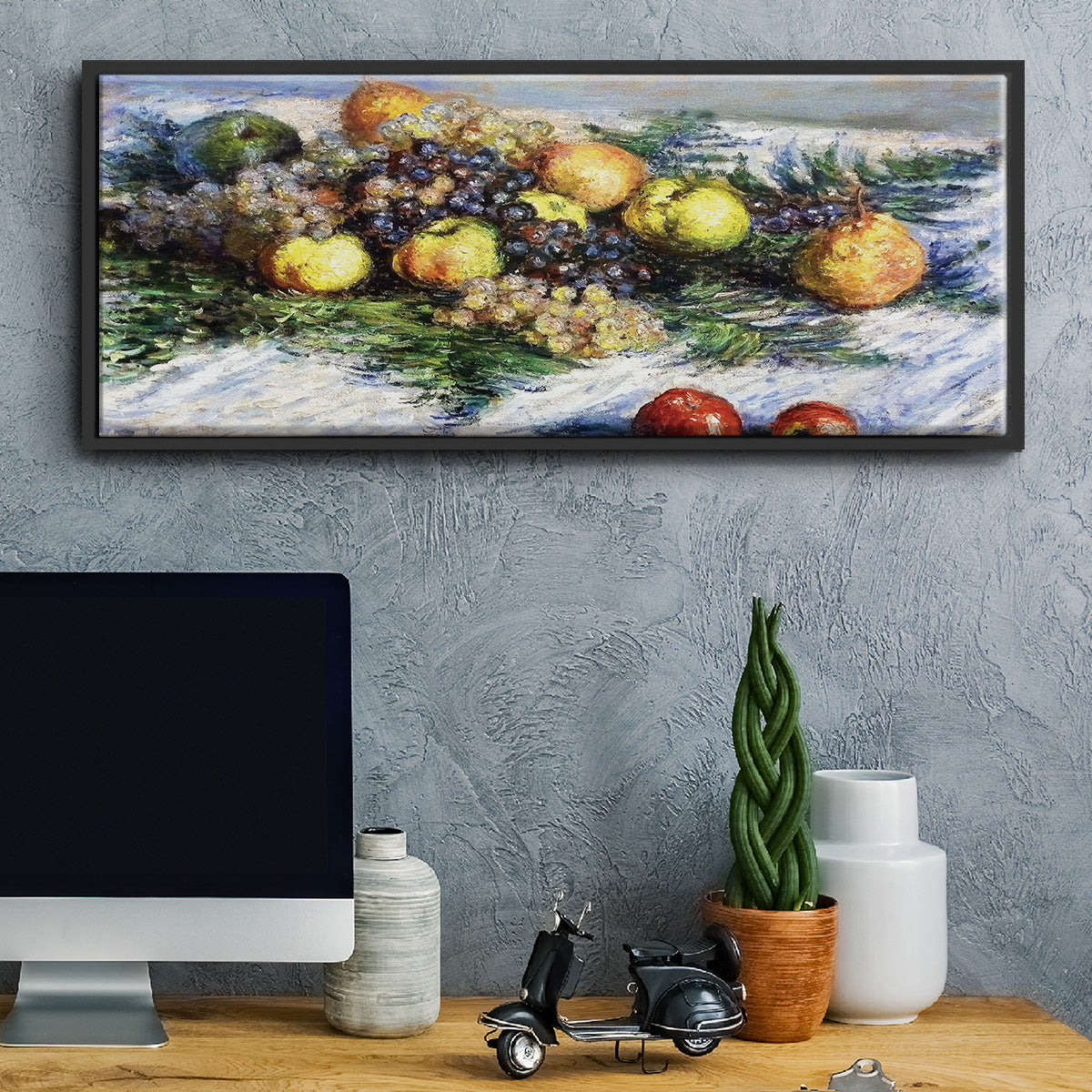 Still Life with Pears and Grapes, 1880 - Floater Framed Canvas Print
