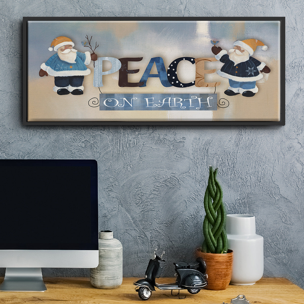 Santa Peace - Floater Framed Canvas Print