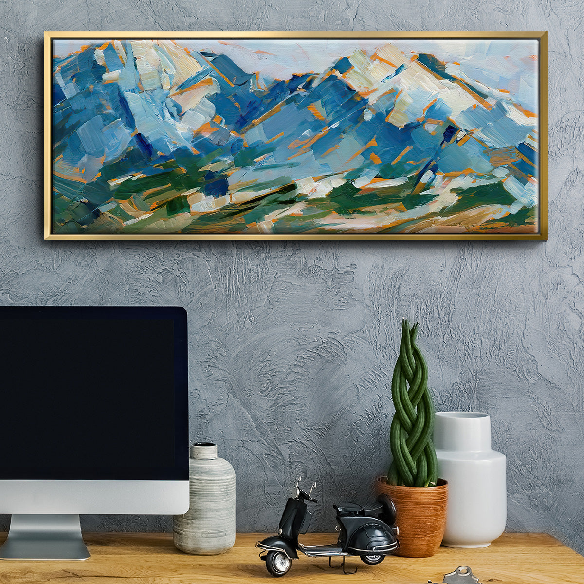 Blue Mountain Peaks I - Floater Framed Canvas Print
