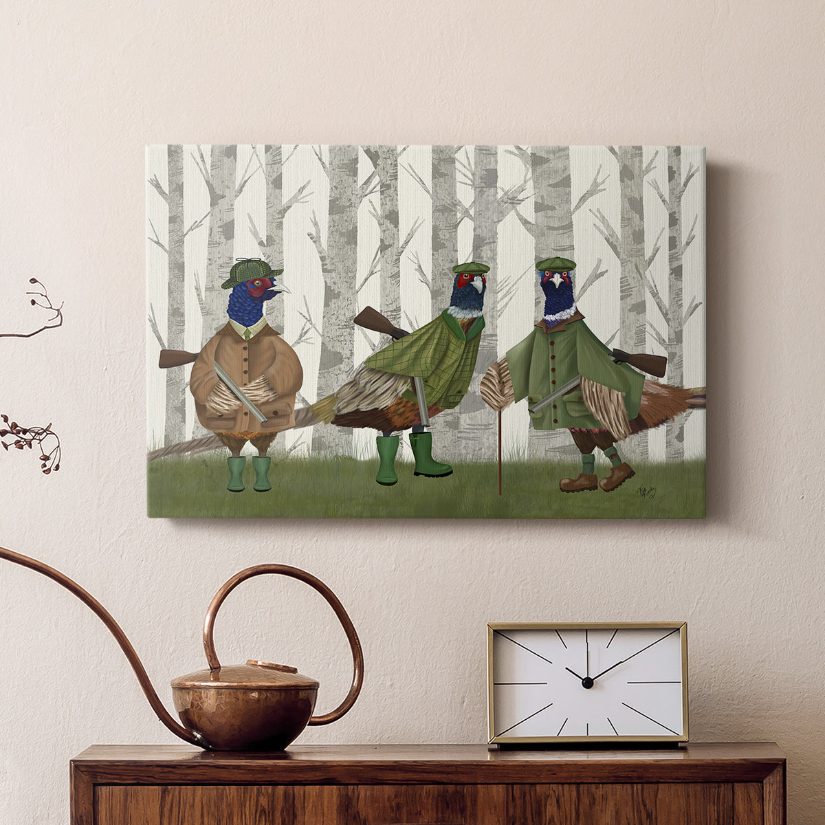Pheasant Shooting Party Group 2 - Canvas Art Print