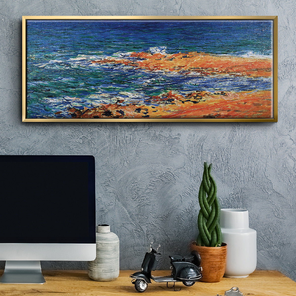 The 'Big Blue' Sea in Antibes, 1888 - Floater Framed Canvas Print