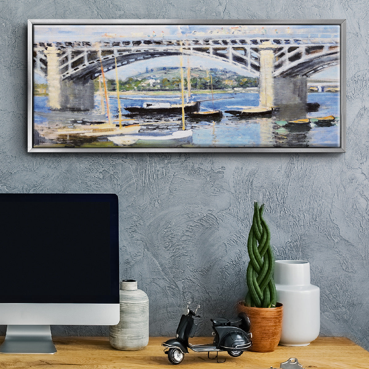The Bridge Over the Seine, 1874 - Floater Framed Canvas Print