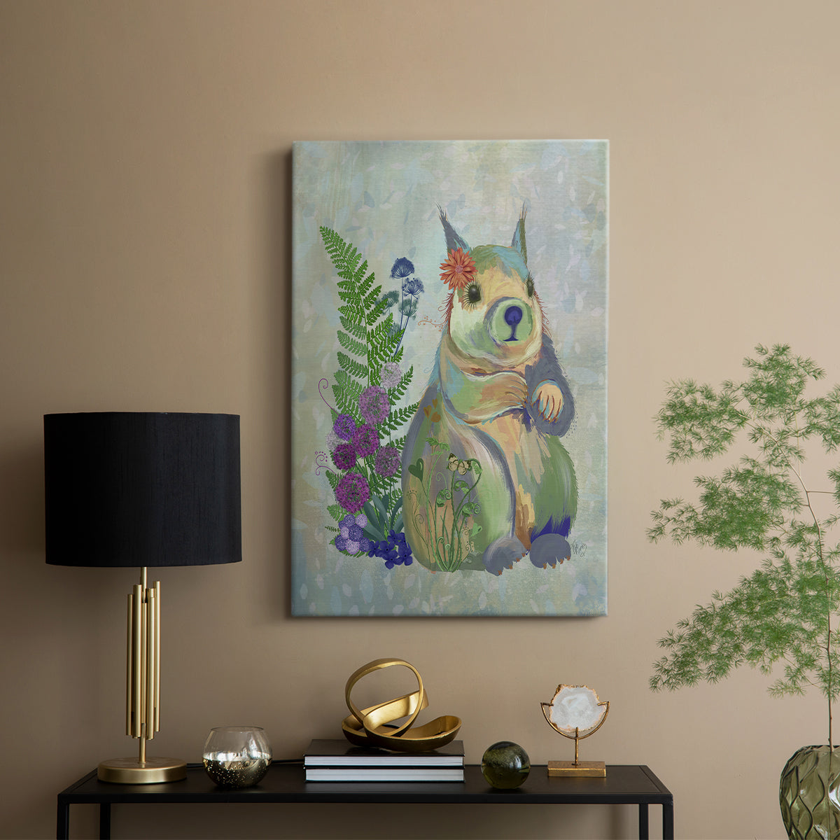 Fantastic Florals Squirrel - Canvas Art Print