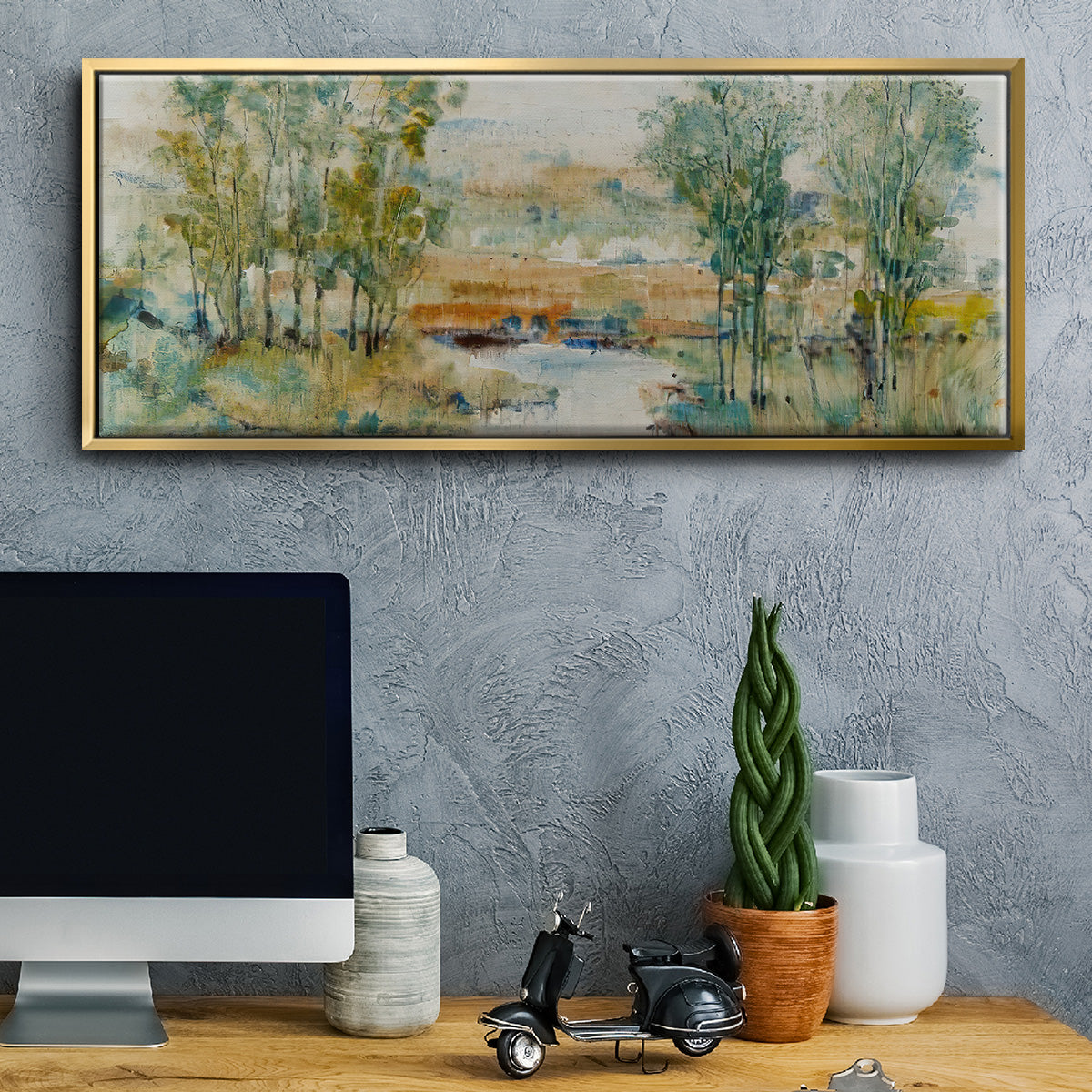 Trees on the Creek II - Floater Framed Canvas Print