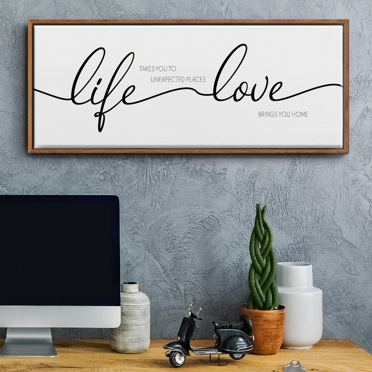 Life Takes You Love Brings You - Floater Framed Canvas Print