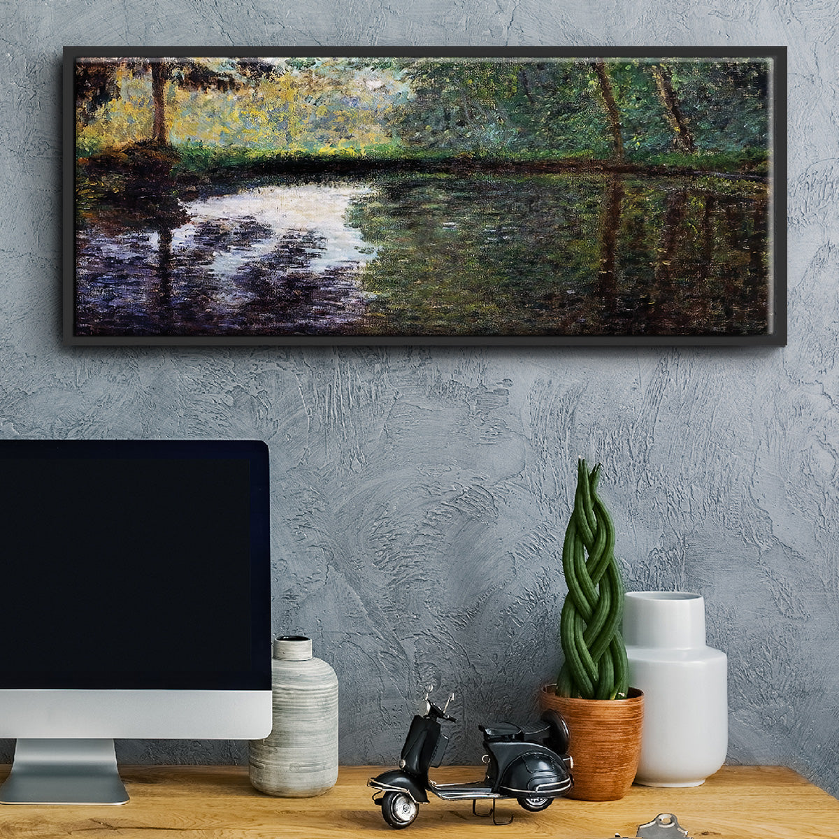 The Pond at Montgeron 2, 1876 - Floater Framed Canvas Print