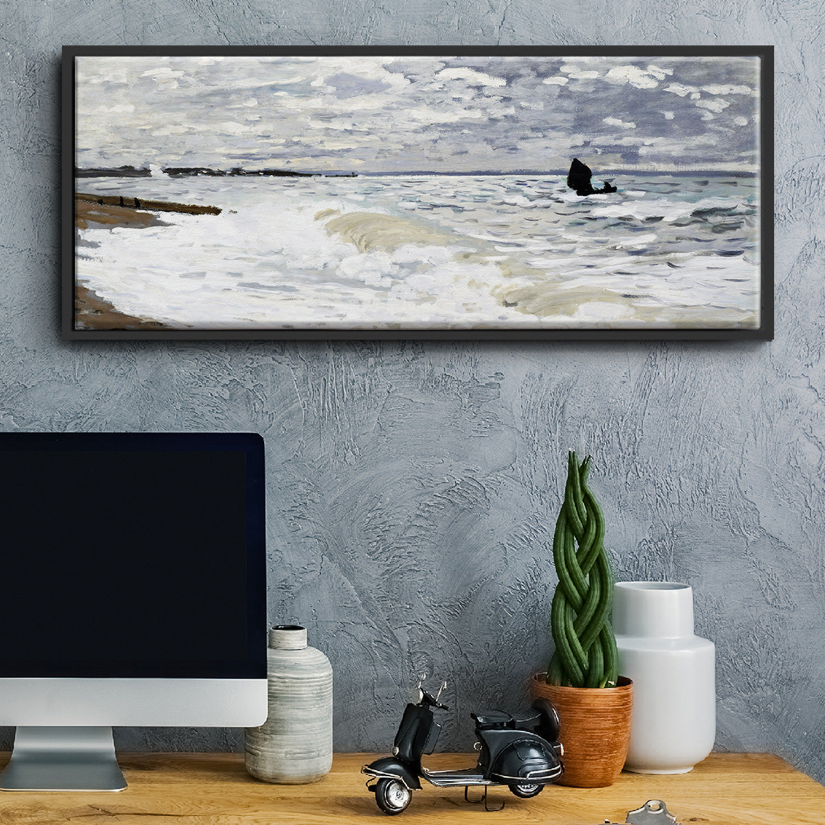The Sea at Le Havre, 1868 - Floater Framed Canvas Print