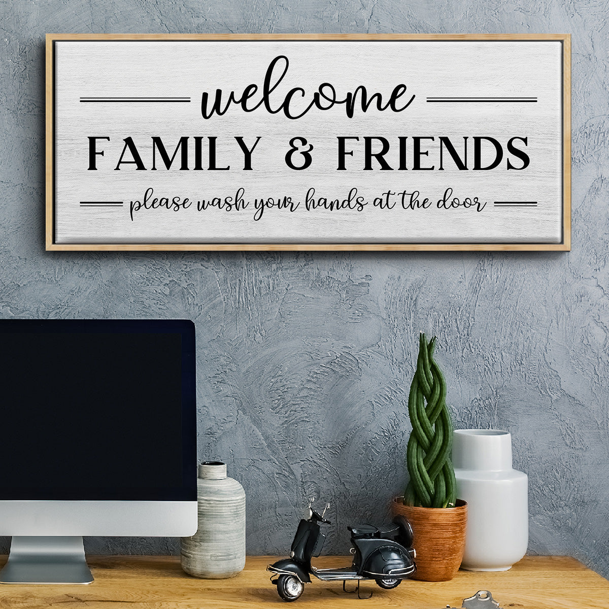 Welcome Family & Friends - Floater Framed Canvas Print