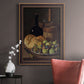 Realist still life with figs and bread by Luis Meléndez in an ornate bronzed mahogany wood frame displayed in a neutral interior setting.