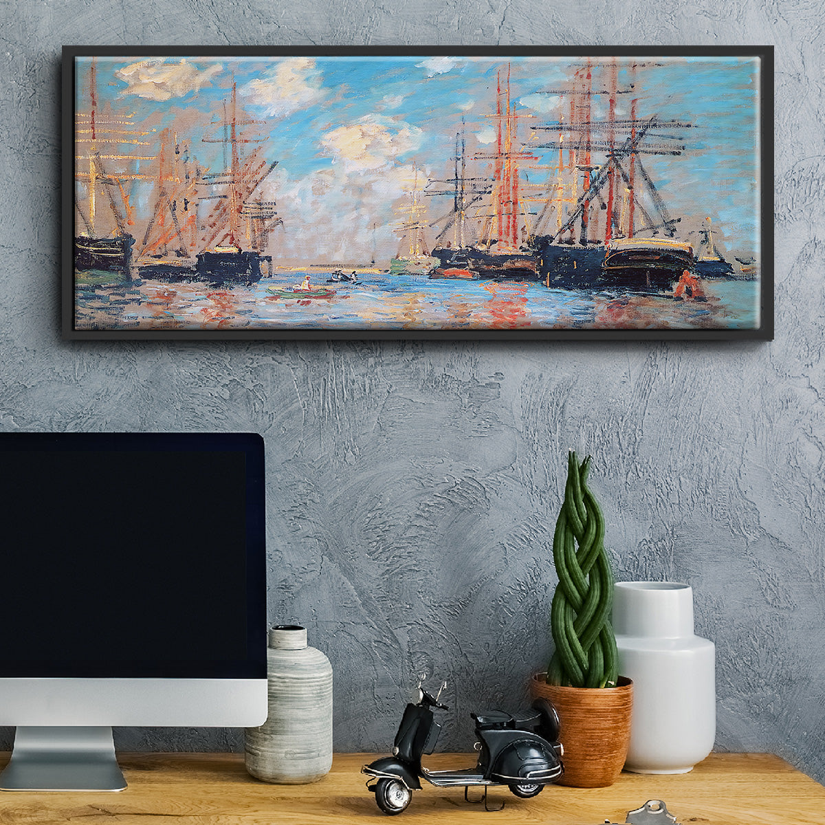 The Sea, Port in Amsterdam, 1874 - Floater Framed Canvas Print