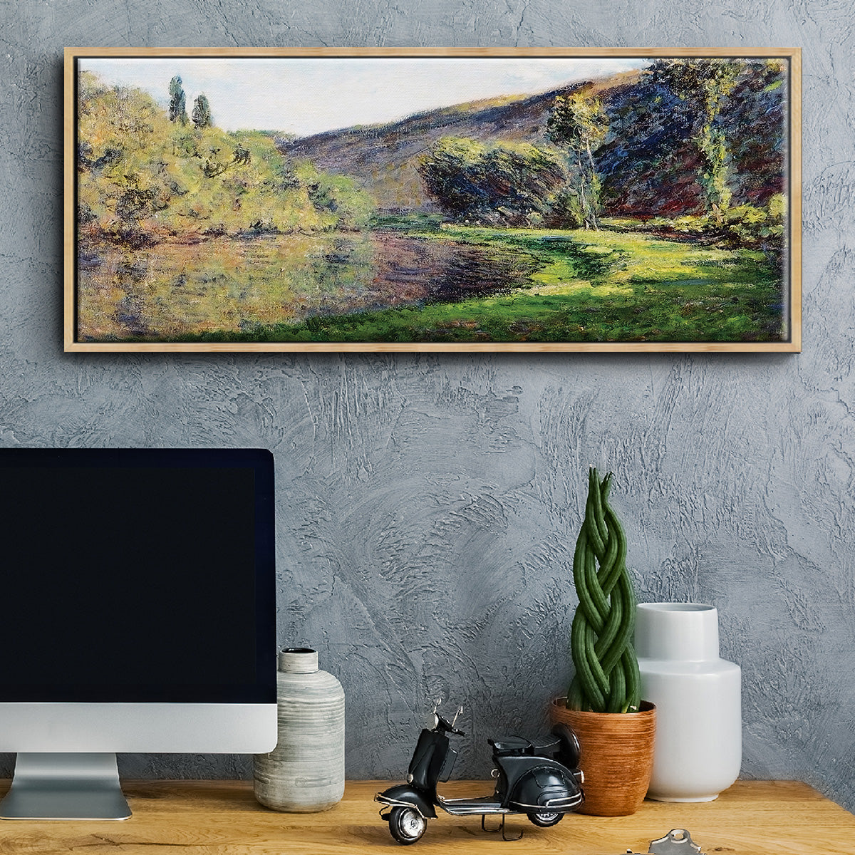 The Seine at Jeufosse, 1884 - Floater Framed Canvas Print