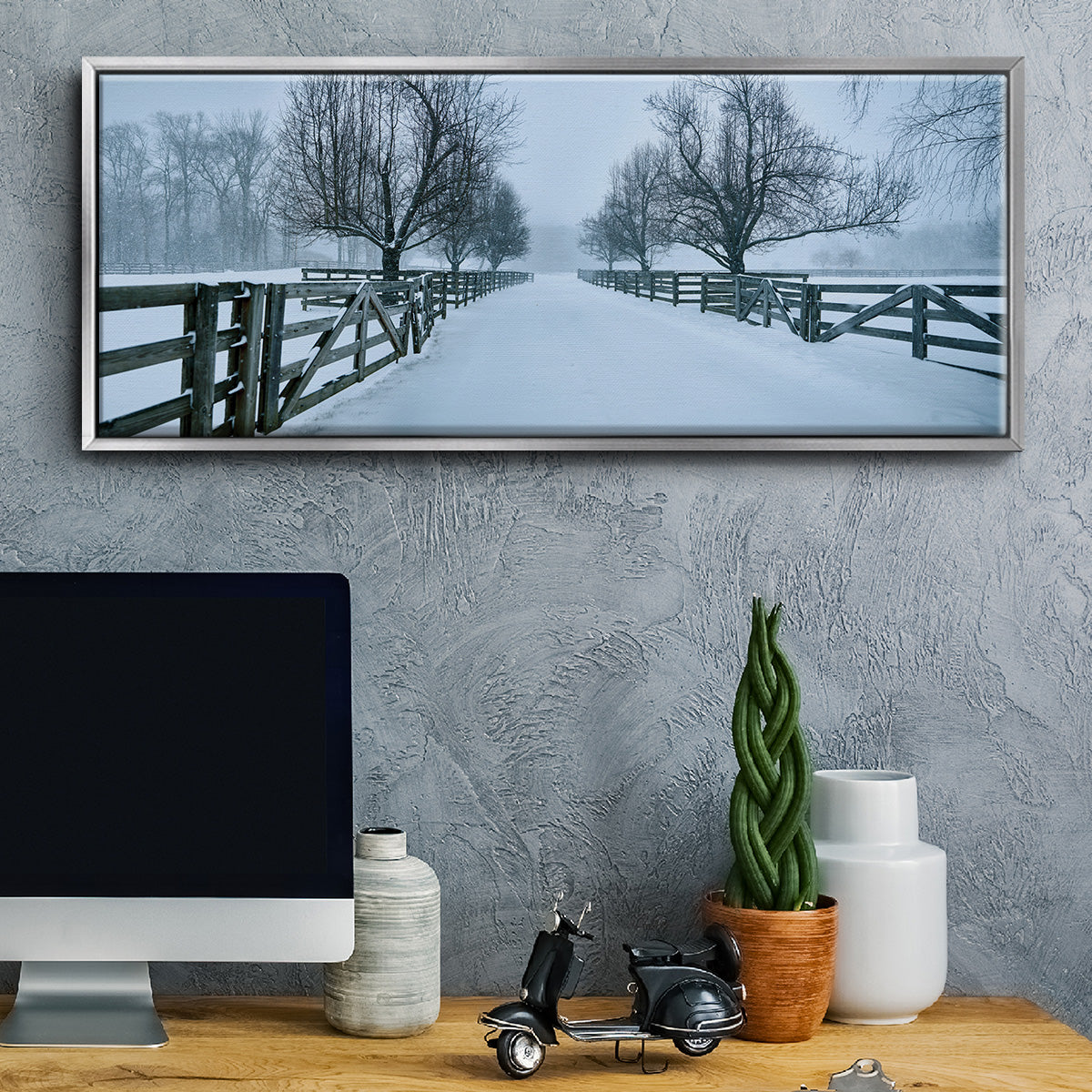 Snowy Road II - Floater Framed Canvas Print
