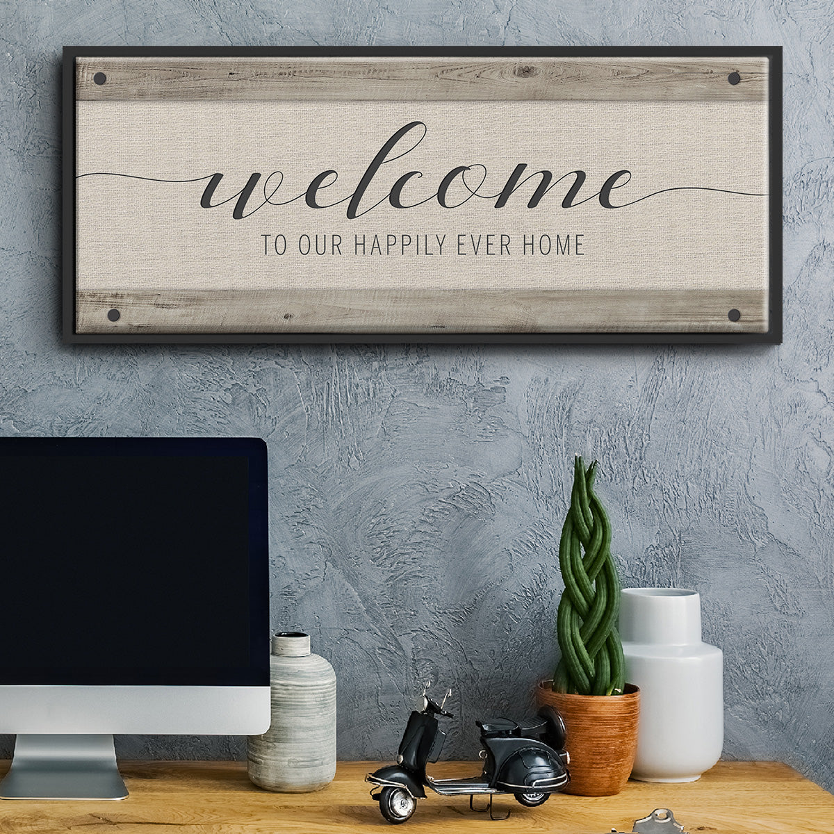 Happily Home - Floater Framed Canvas Print
