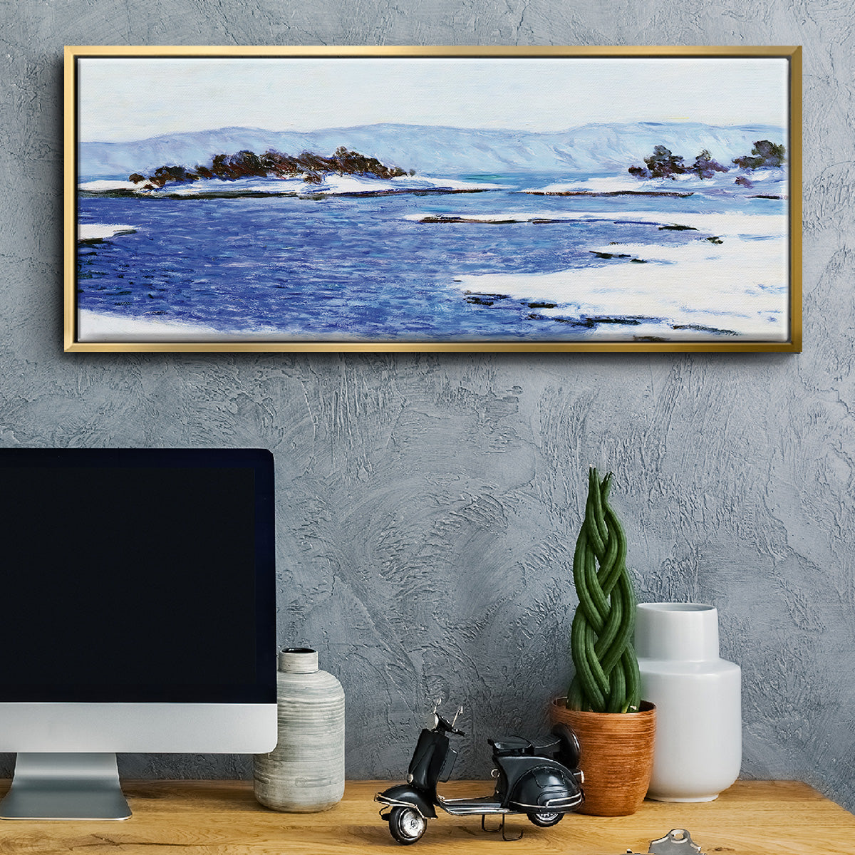 The Banks of the Fjord at Christiania, 1895 - Floater Framed Canvas Print