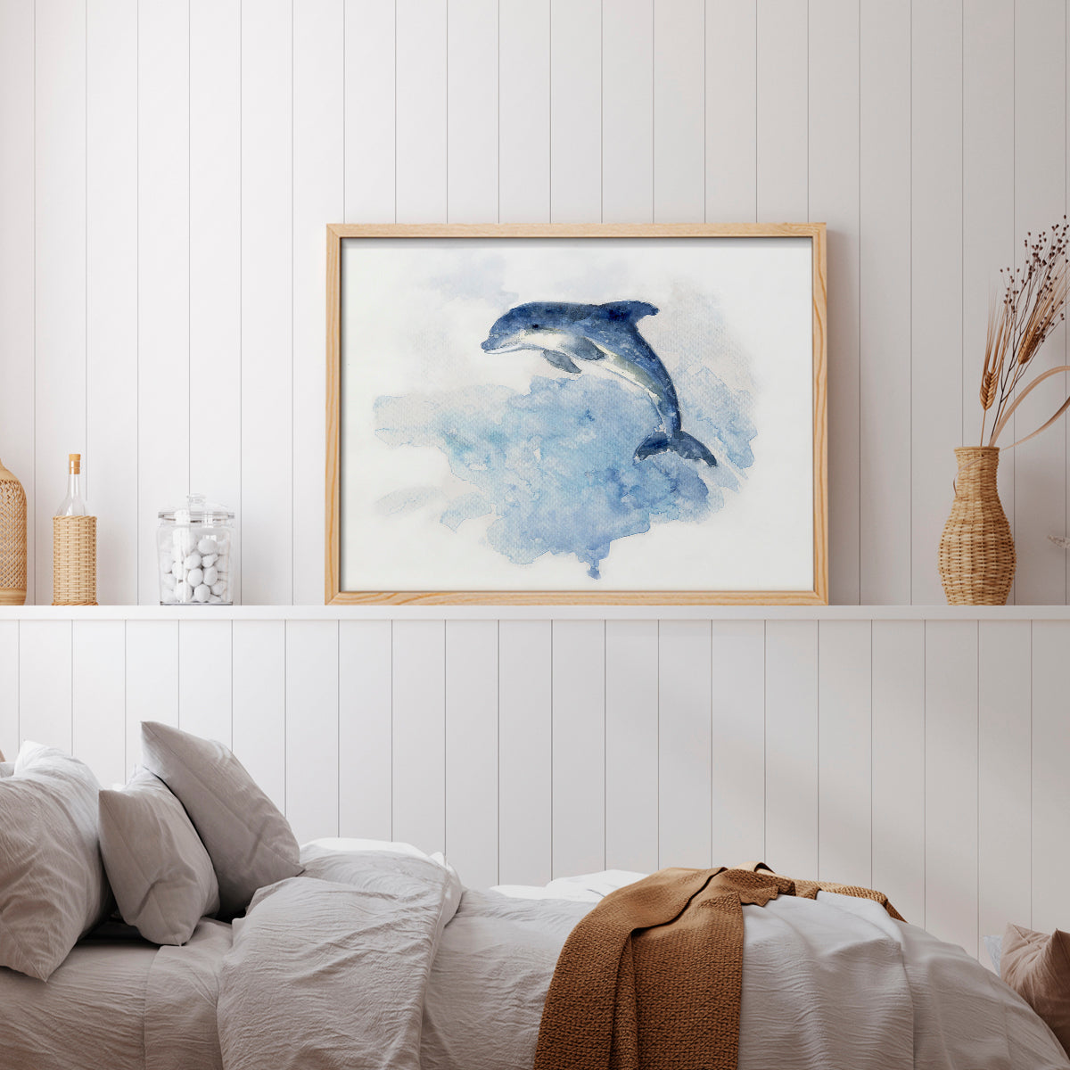 45574,dolphin,ocean,water,sunrise,jumping,coastal,serenity,artwork,watercolor,marine life,nature,tranquility,waves,blue,artwork frame,joyful,animal,beach,shores,wildlife,beauty,horizon,sea,playful,painting,aquatic,colorful,abstract,creative,outdoor,natural,landscape,decor,design,craftsmanship,inspiration,fluidity,movement,Re-stickable,Nautical & Beach