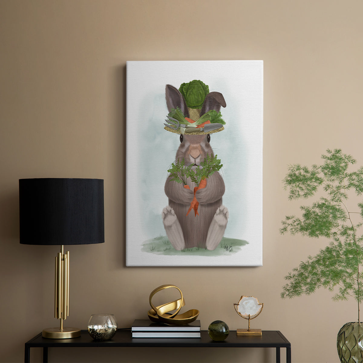 Rabbit Carrot Hat - Canvas Art Print