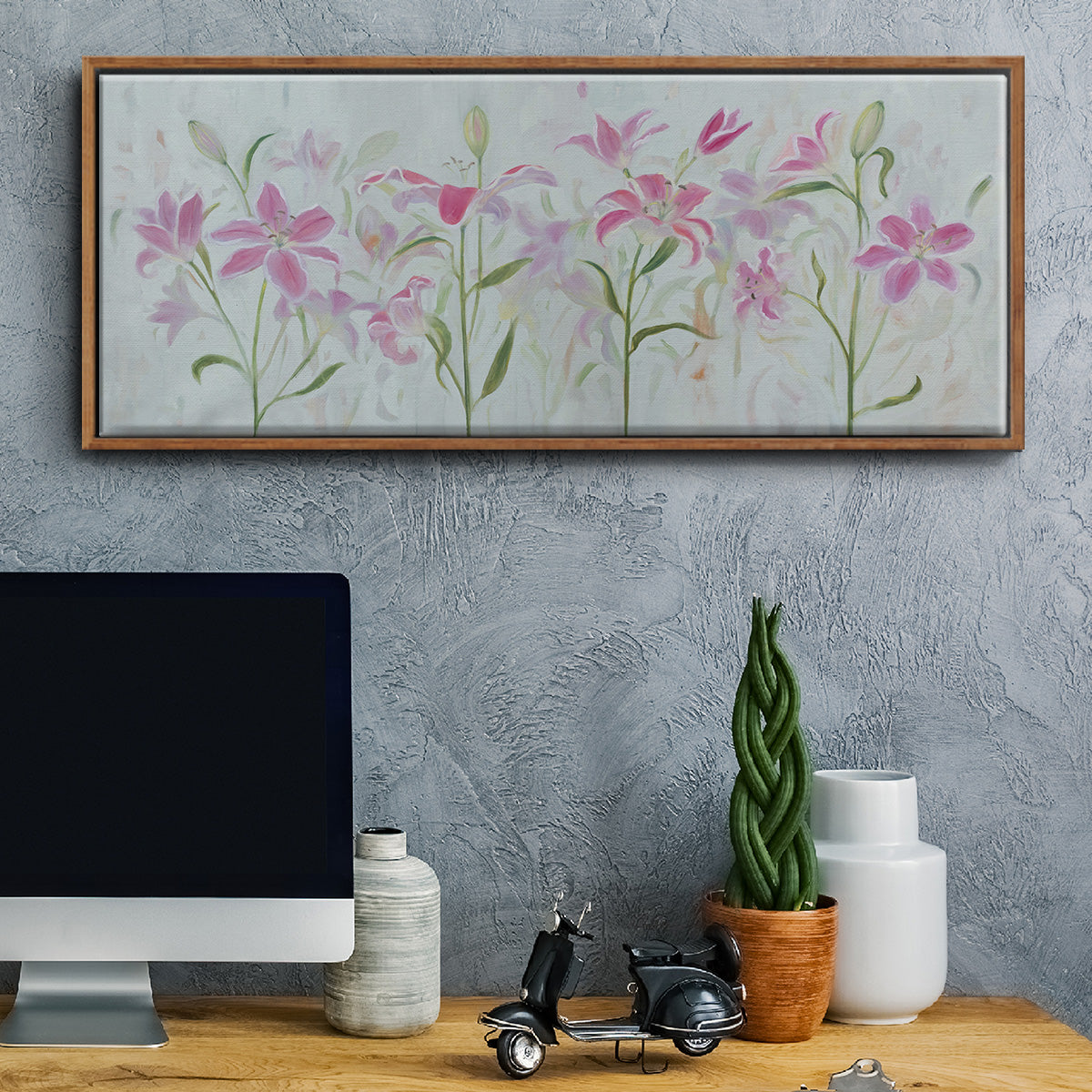 Dancing Pink Trio III - Floater Framed Canvas Print