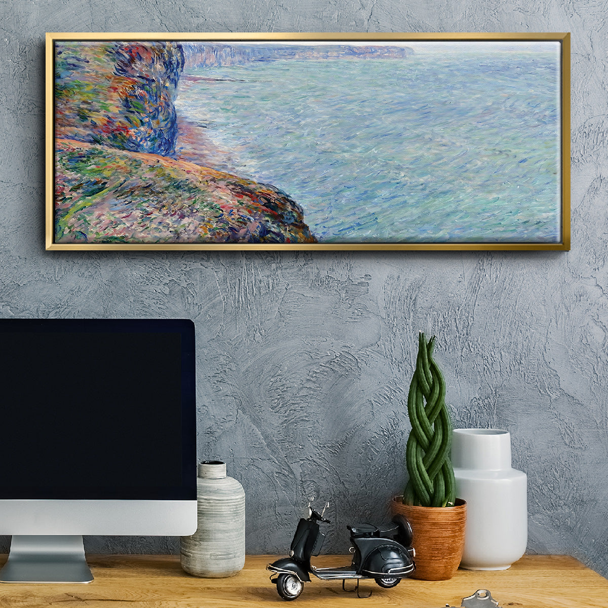 The Sea Seen from the Cliffs of Fecamp, 1881 - Floater Framed Canvas Print