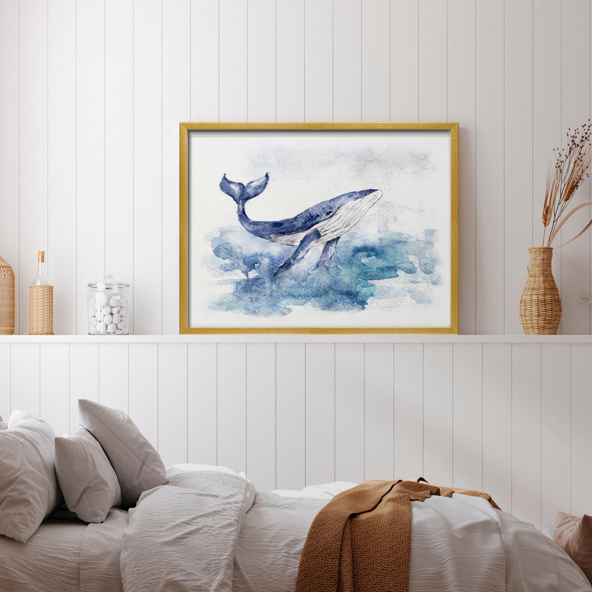 45573,whale,ocean,watercolor,painting,marine life,art,nature,blue,aquatic,surfacing,tranquil,wildlife,sea,animal,creative,illustration,water,beauty,environment,serene,ocean waves,natural habitat,fluke,graceful,peaceful,splash,oceanic,underwater,movement,glassy water,coastal,wild,ocean view,marine environment,fine art,tranquility,blue tones,fluid,Re-stickable,Nautical & Beach