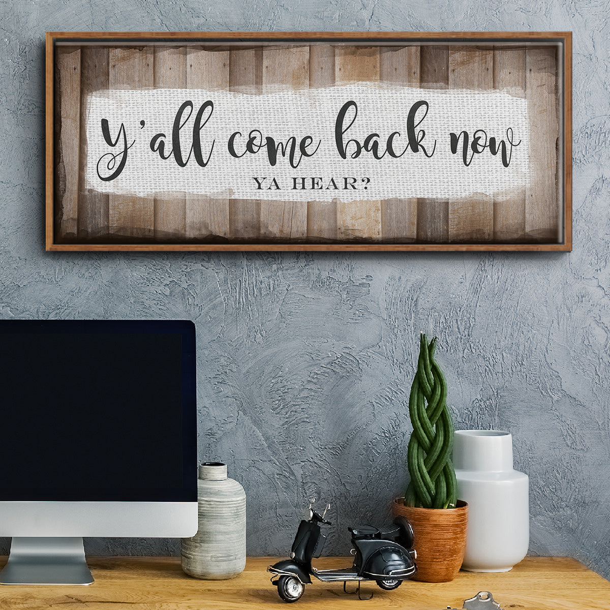 Y'all Come Back Now - Floater Framed Canvas Print