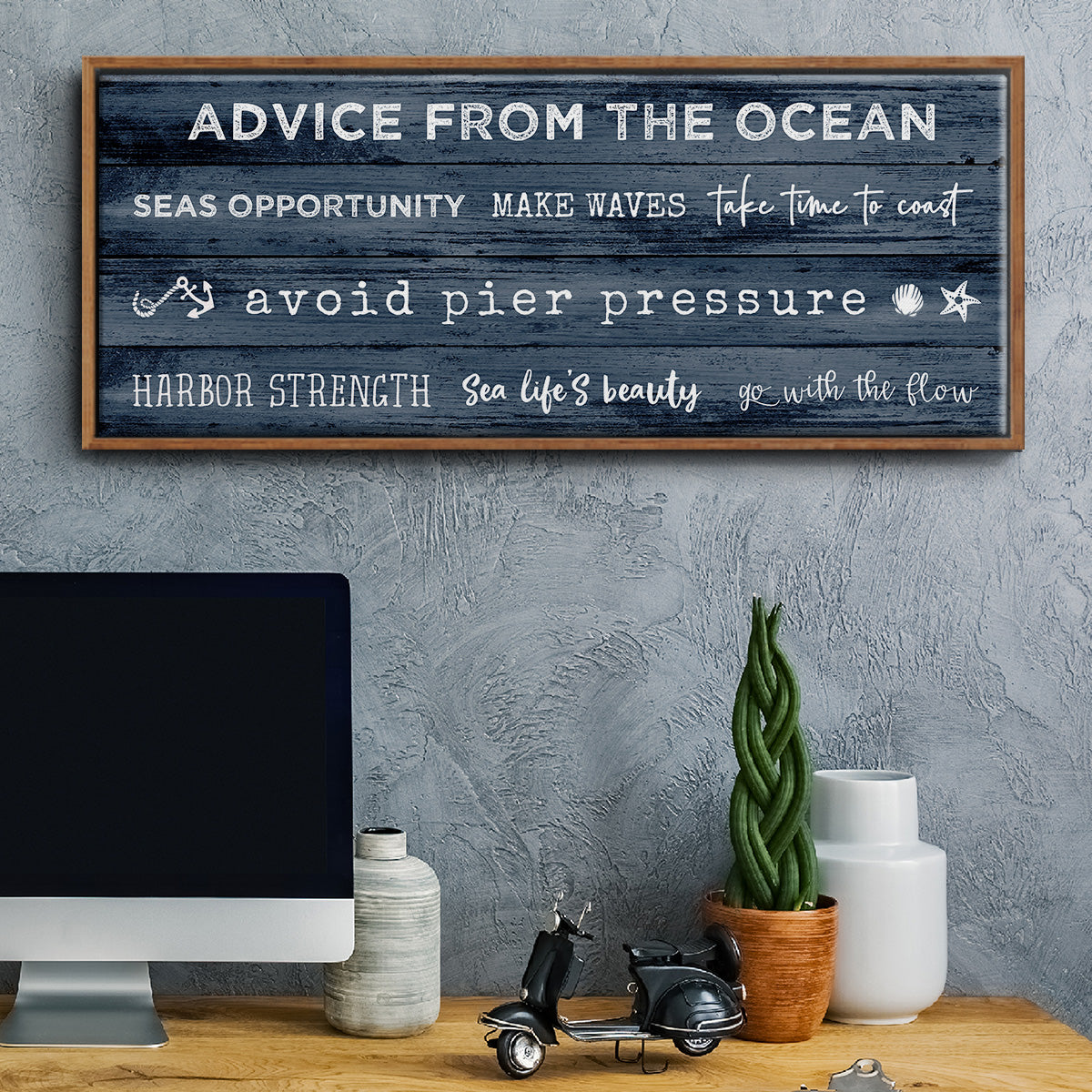 Navy Ocean - Floater Framed Canvas Print