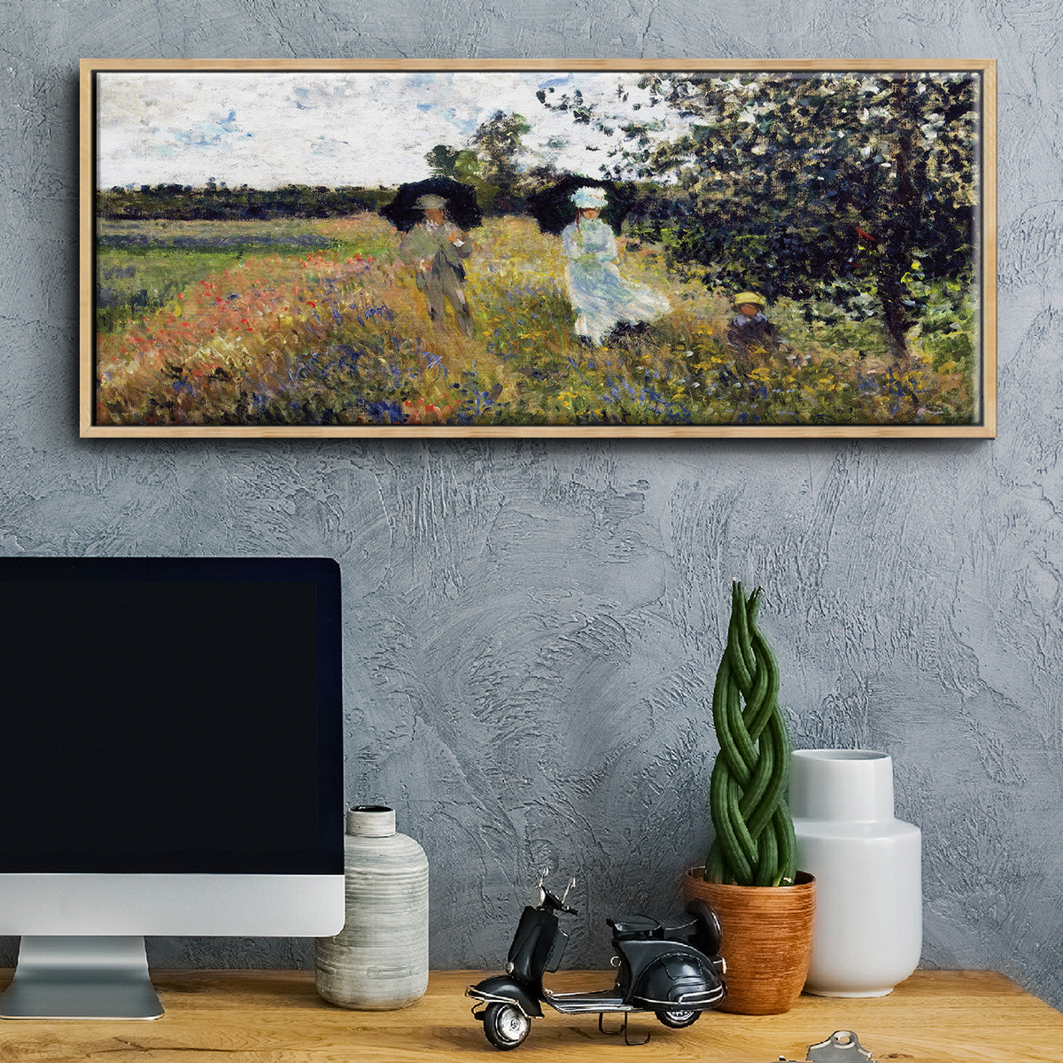 The Promenade Near Argenteuil, 1875 - Floater Framed Canvas Print