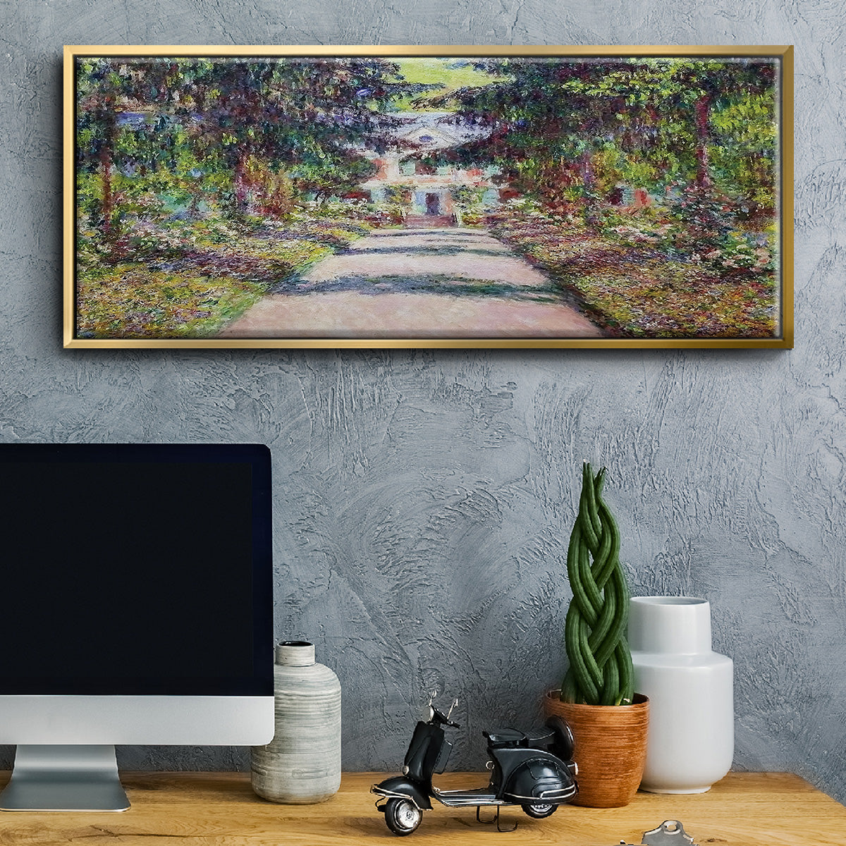 Pathway in Monet's Garden at Giverny, 1900 - Floater Framed Canvas Print