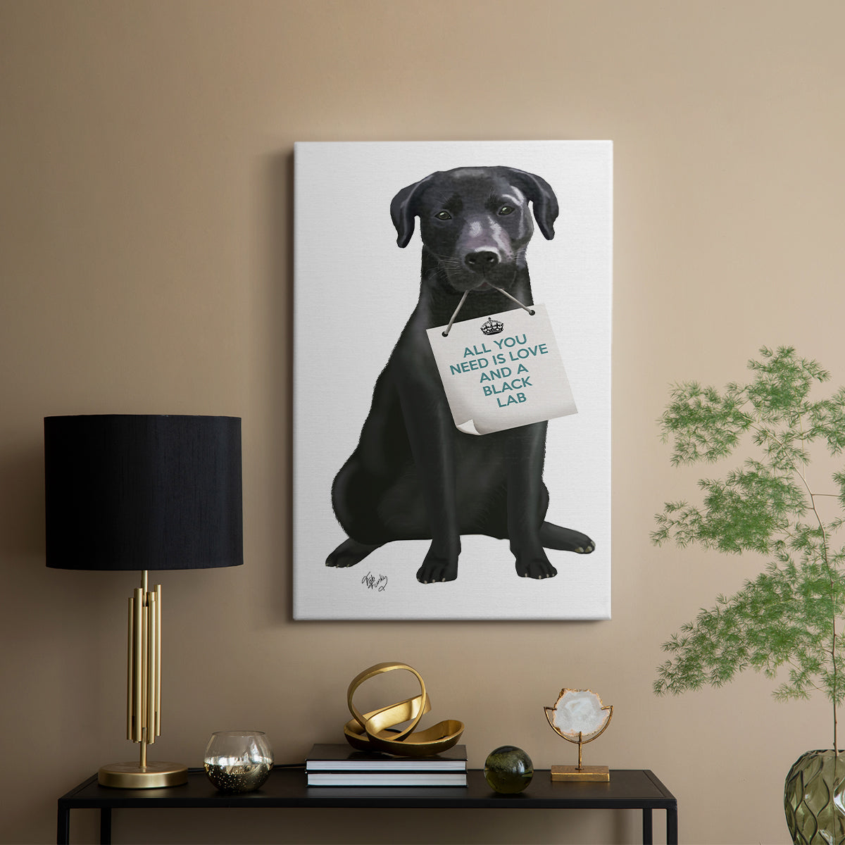 Love and Black Labrador - Canvas Art Print