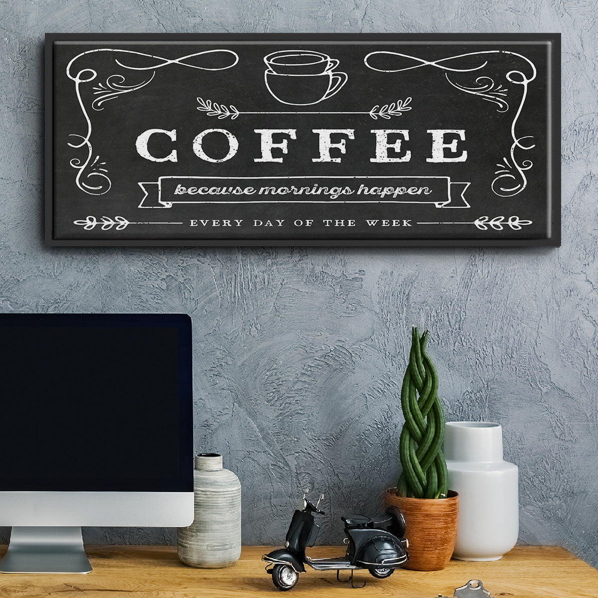Coffee Everyday - Floater Framed Canvas Print