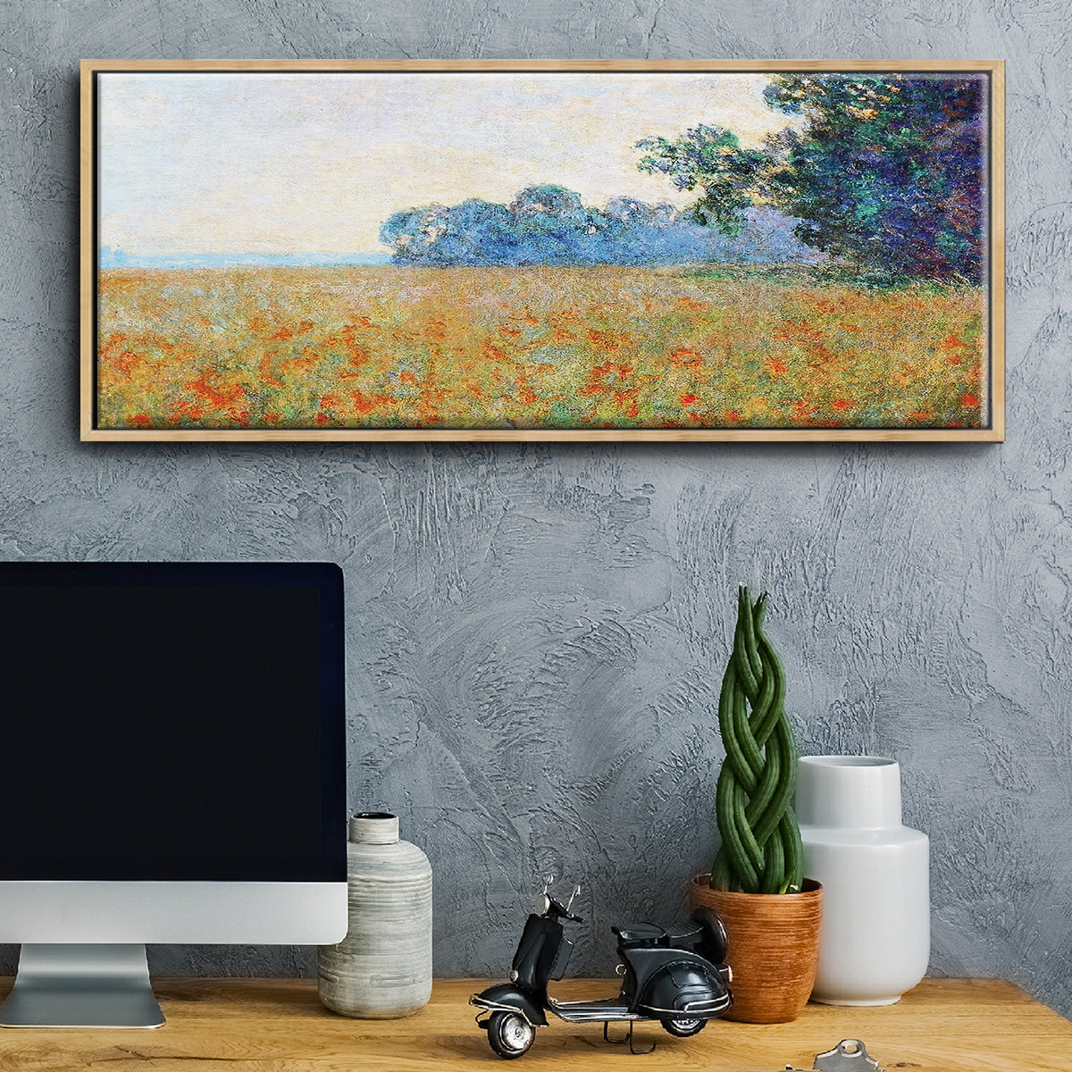 Oat and Poppy Field, 1890 - Floater Framed Canvas Print