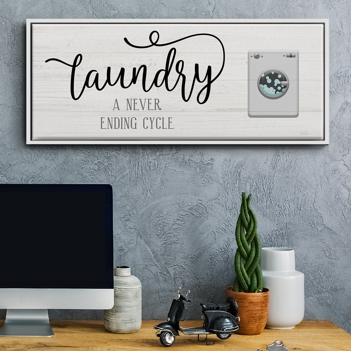 Never Ending Laundry - Floater Framed Canvas Print