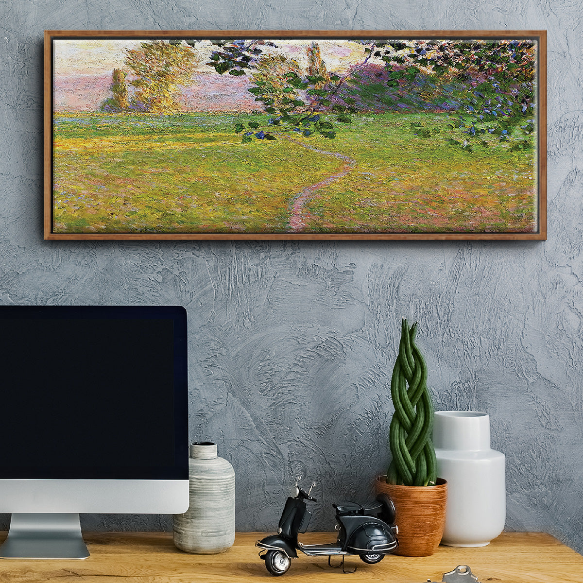 Morning Landscape, Giverny, 1888 - Floater Framed Canvas Print