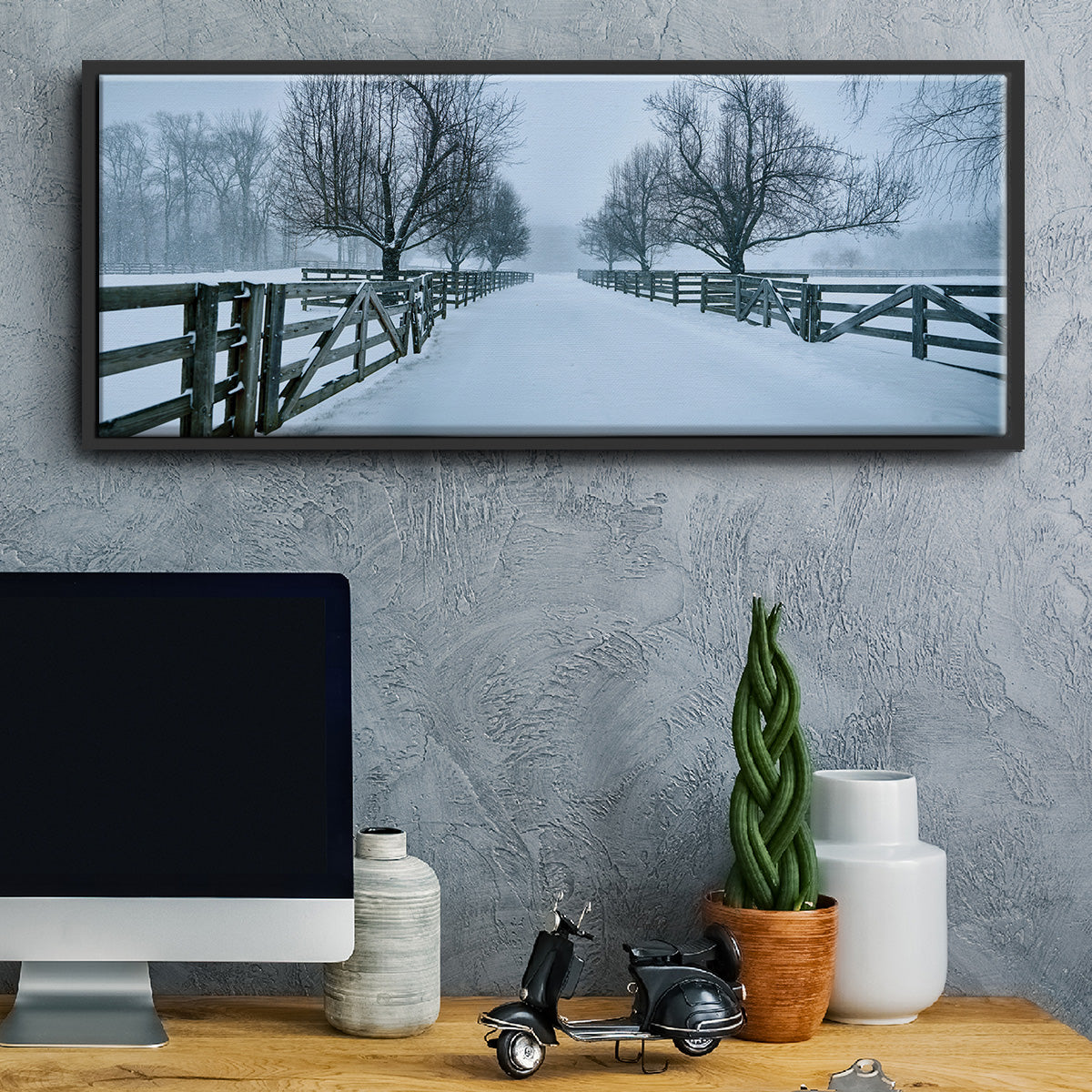 Snowy Road II - Floater Framed Canvas Print