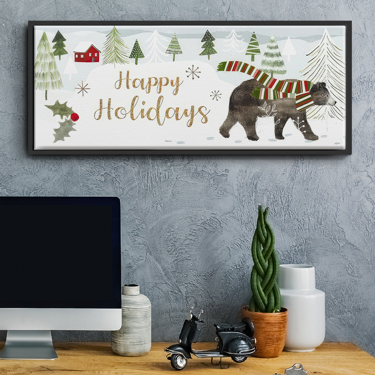 Woodland Christmas Collection D - Floater Framed Canvas Print